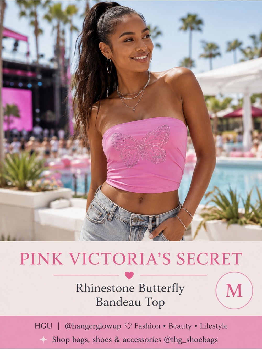 PINK Victoria’s Secret Rhinestone Butterfly Tube Top | NWT | Medium